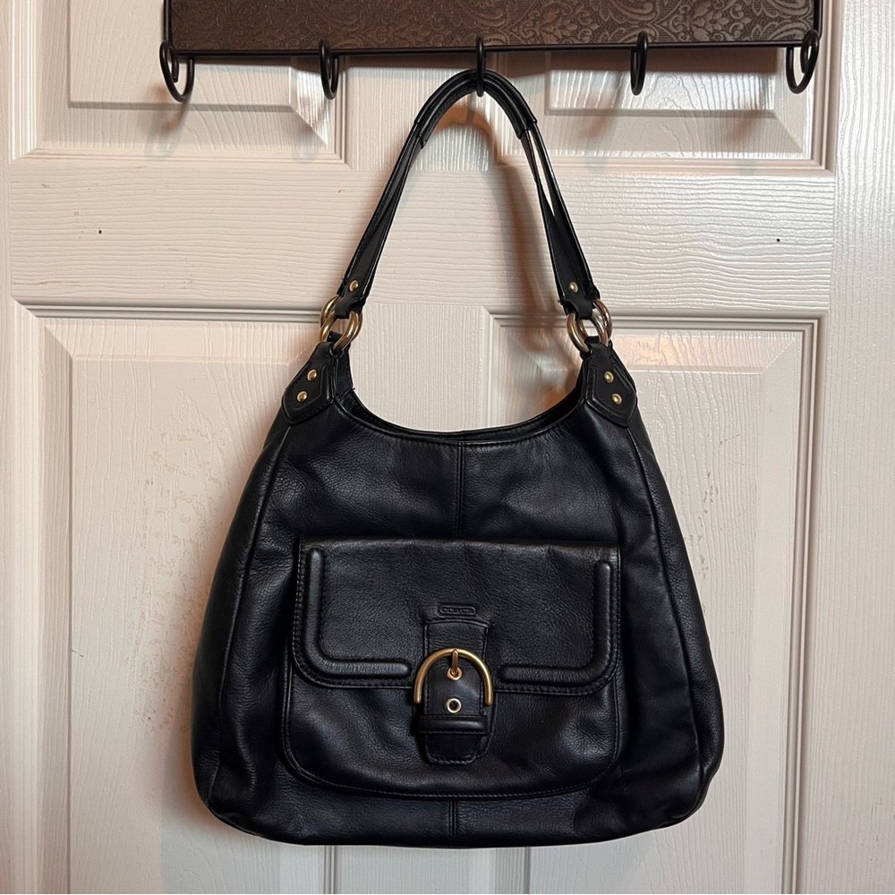 SOLD - Authentic Coach Campbell Black Leather Shoulder Bag/Purse